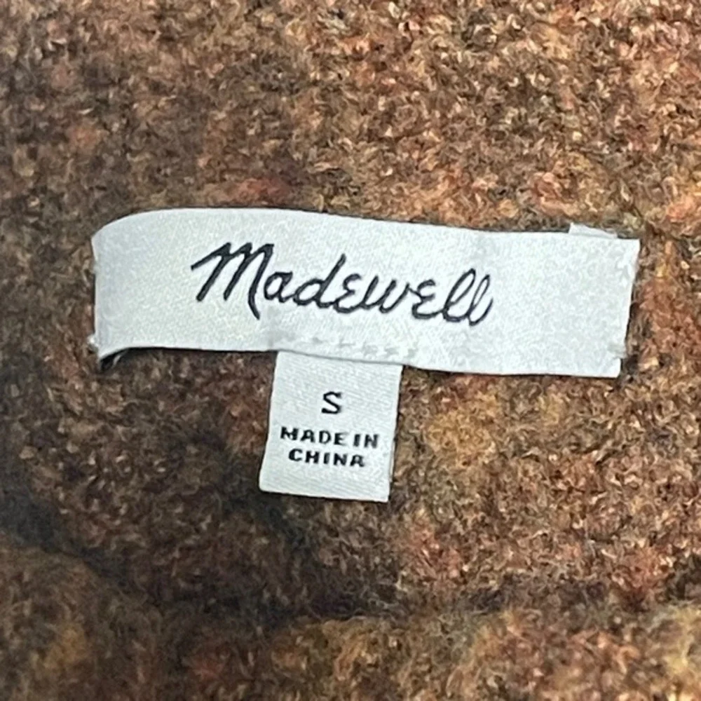 Madewell Turtleneck‎ Sweater Small Brown Ribbed Wool Blend Dark Academia Cozy